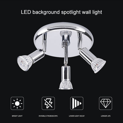 9W Round Three Head LED GU10 Ceiling Light Adjustable Mirror Front Spotlight, Warm Light, White Light, Without Bulb