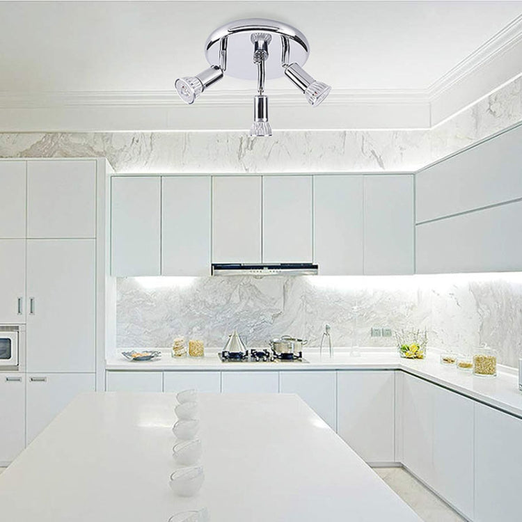 9W Round Three Head LED GU10 Ceiling Light Adjustable Mirror Front Spotlight, Warm Light, White Light, Without Bulb