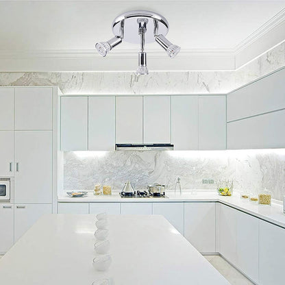 9W Round Three Head LED GU10 Ceiling Light Adjustable Mirror Front Spotlight, Warm Light, White Light, Without Bulb