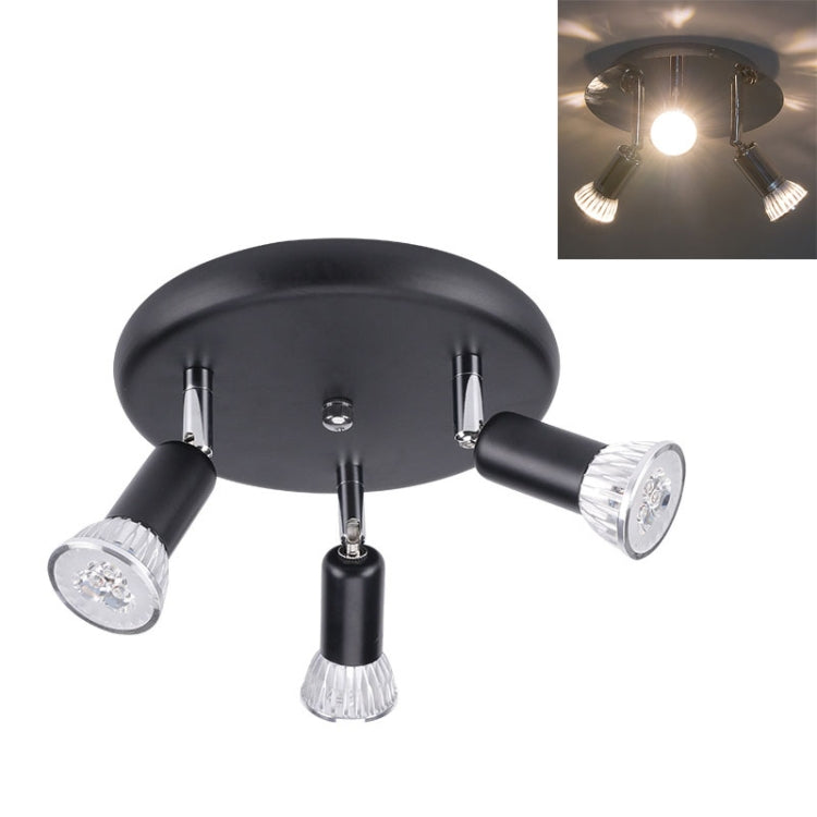 9W Round Three Head LED GU10 Ceiling Light Adjustable Mirror Front Spotlight, Warm Light, White Light, Without Bulb