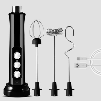 Whisk Household Electric Baking Mini Wireless Hand-Held Charging Stirrer Milk Frother, White, Black