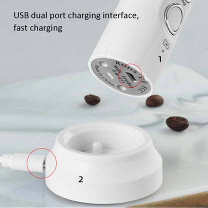 Whisk Household Electric Baking Mini Wireless Hand-Held Charging Stirrer Milk Frother, White, Black