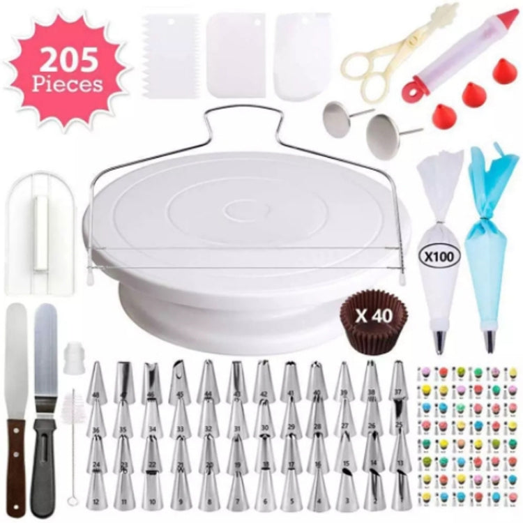 205-in-1-Drehteller-Set zum Dekorieren von Kuchen, Kuchendekorationsmund, Backutensilien, 205 Teile/Set