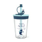 Trinkbecher mit Strohhalm für Kinder mit Cartoon-Meerestieren. Sicherer und umweltfreundlicher Trinkbecher aus Kunststoff, Marineblau, Hellblau, Rosa, Hellgrau