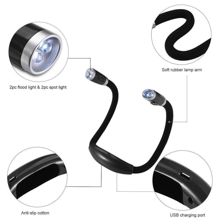 Tragbare U-förmige LED-Taschenlampe, flexibel, freihändig, zum Umarmen des Halses, zum Lesen von Büchern, Schwarz, Grün, Blau, Rosa