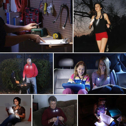 Tragbare U-förmige LED-Taschenlampe, flexibel, freihändig, zum Umarmen des Halses, zum Lesen von Büchern, Schwarz, Grün, Blau, Rosa
