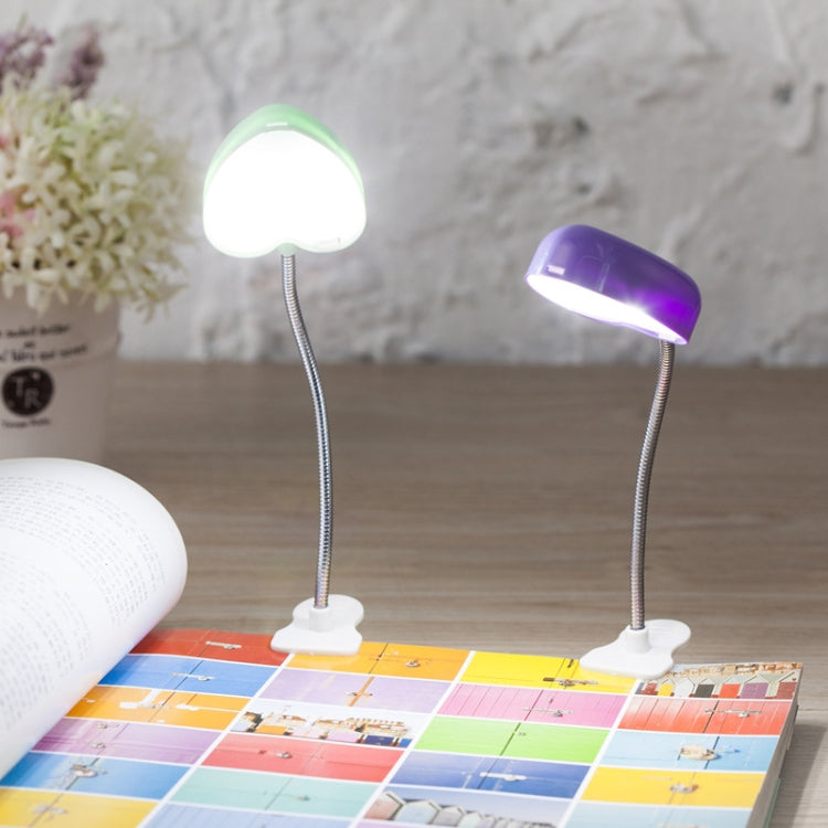 Mini Love Heart Clip LED Book Light Lamps Reading Book Desk Lamp Keyboard Light Eyes-Protect Energy Save Night Lights, Pink, Yellow, Blue