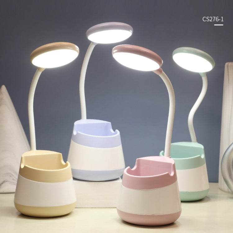 USB-Lade-LED-Schreibtischlampe mit Augenschutz, Stifthalter und Telefonhalter