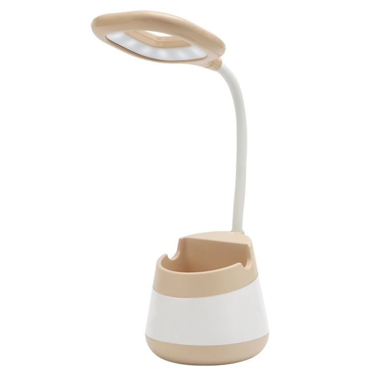 USB-Lade-LED-Schreibtischlampe mit Augenschutz, Stifthalter und Telefonhalter