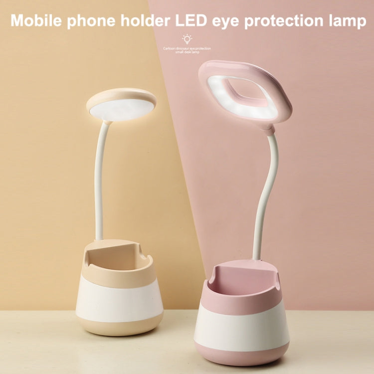 USB-Lade-LED-Schreibtischlampe mit Augenschutz, Stifthalter und Telefonhalter