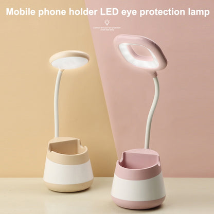 USB-Lade-LED-Schreibtischlampe mit Augenschutz, Stifthalter und Telefonhalter
