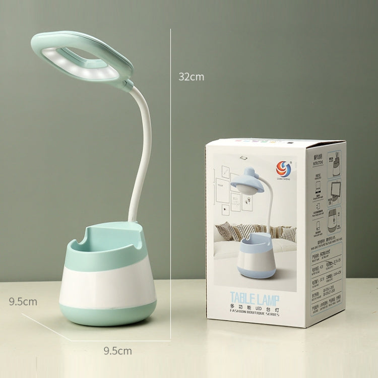 USB-Lade-LED-Schreibtischlampe mit Augenschutz, Stifthalter und Telefonhalter