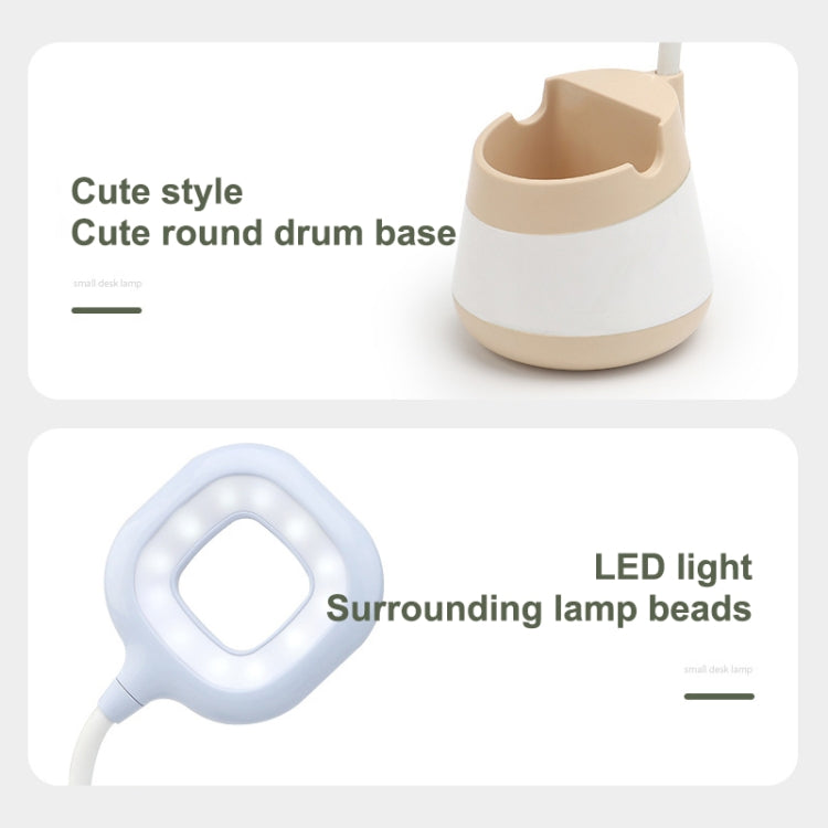 USB-Lade-LED-Schreibtischlampe mit Augenschutz, Stifthalter und Telefonhalter