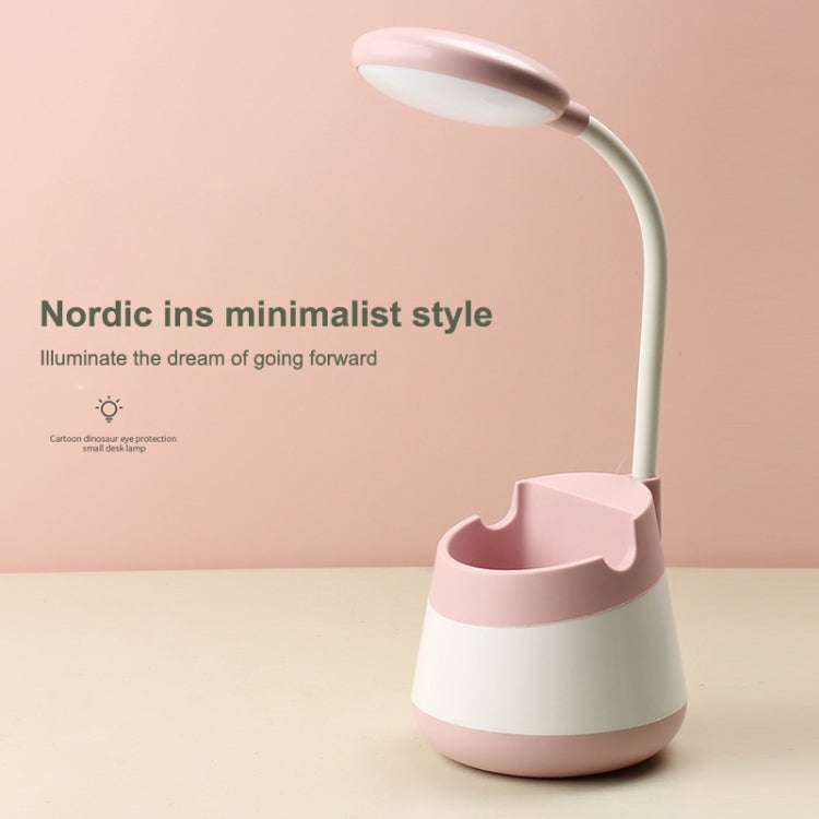 USB-Lade-LED-Schreibtischlampe mit Augenschutz, Stifthalter und Telefonhalter