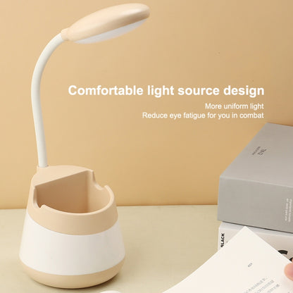 USB-Lade-LED-Schreibtischlampe mit Augenschutz, Stifthalter und Telefonhalter