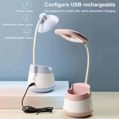 USB-Lade-LED-Schreibtischlampe mit Augenschutz, Stifthalter und Telefonhalter