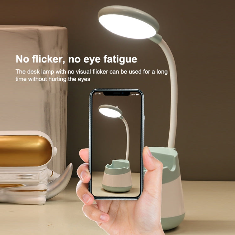 USB-Lade-LED-Schreibtischlampe mit Augenschutz, Stifthalter und Telefonhalter