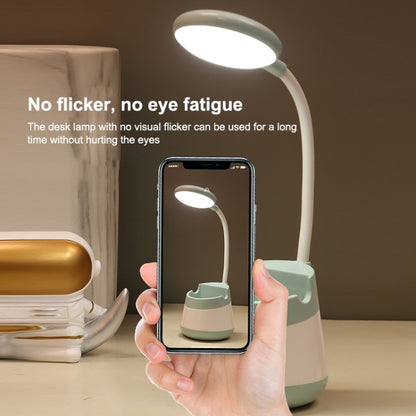 USB-Lade-LED-Schreibtischlampe mit Augenschutz, Stifthalter und Telefonhalter