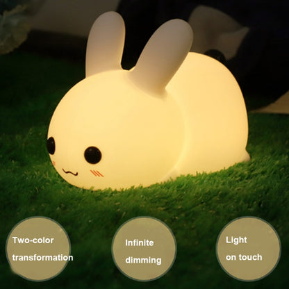 Silikon Kaninchen LED Nachtlicht USB Lade Dual-Tone Licht Pat Licht