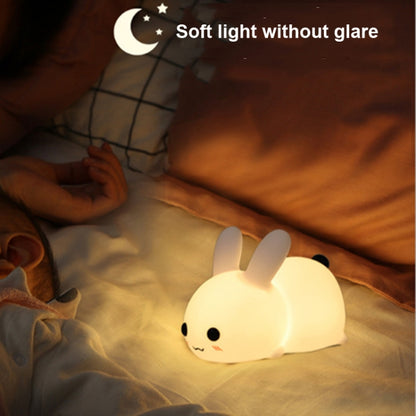 Silikon Kaninchen LED Nachtlicht USB Lade Dual-Tone Licht Pat Licht