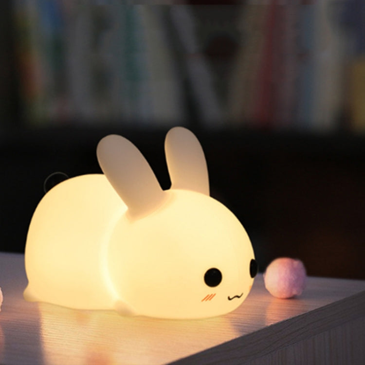 Silikon Kaninchen LED Nachtlicht USB Lade Dual-Tone Licht Pat Licht