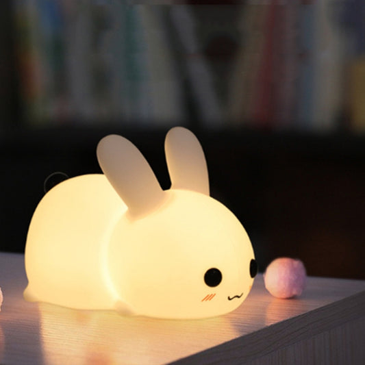 Silikon Kaninchen LED Nachtlicht USB Lade Dual-Tone Licht Pat Licht