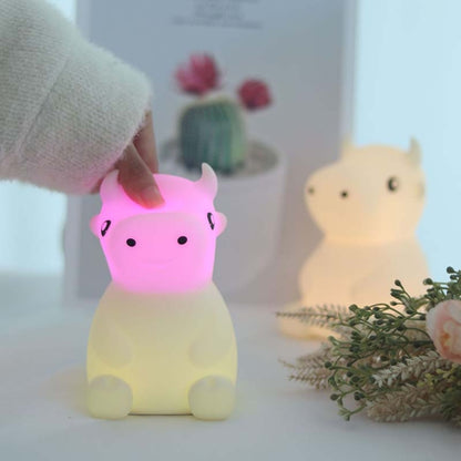 JX-YD-08 Silikon Kalb Kuh Nachtlicht LED Bunte Dimmen Pat Schlafen Nachttischlampe, JX-YD-08 Kalb Kuh