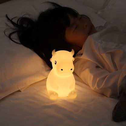 JX-YD-08 Silikon Kalb Kuh Nachtlicht LED Bunte Dimmen Pat Schlafen Nachttischlampe, JX-YD-08 Kalb Kuh