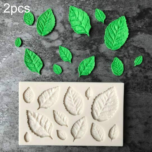 2PCS Sugarcraft Blatt Silikon Fondant Form Kuchen Dekorieren Werkzeuge Schokolade Backform, Blatt Form