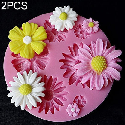 2 Stück 3D-Blumen-Silikonformen für Fondant, Kuchen, Süßigkeiten, Schokolade, Eis, Gebäck, Backwerkzeug, 3D-Blumenform