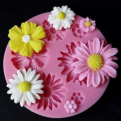 2 Stück 3D-Blumen-Silikonformen für Fondant, Kuchen, Süßigkeiten, Schokolade, Eis, Gebäck, Backwerkzeug, 3D-Blumenform