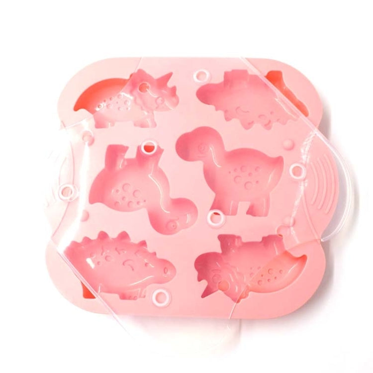 DIY 6 Gitter Silikon Dinosaurier Kuchenform Babynahrung Ergänzung Form Backen Werkzeuge, Rosa, Hellgrün