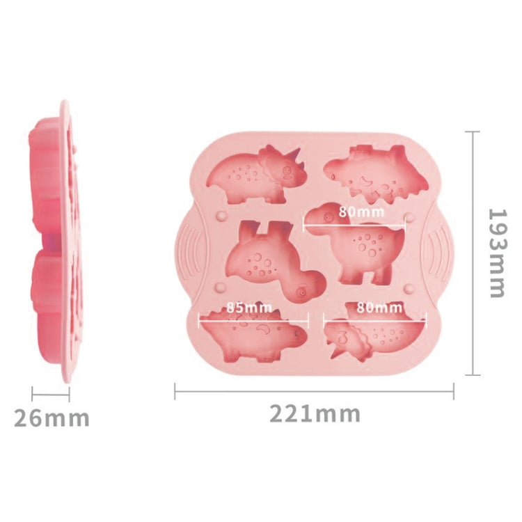 DIY 6 Gitter Silikon Dinosaurier Kuchenform Babynahrung Ergänzung Form Backen Werkzeuge, Rosa, Hellgrün