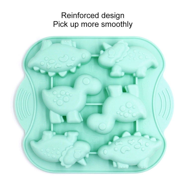 DIY 6 Gitter Silikon Dinosaurier Kuchenform Babynahrung Ergänzung Form Backen Werkzeuge, Rosa, Hellgrün