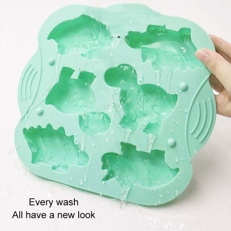 DIY 6 Gitter Silikon Dinosaurier Kuchenform Babynahrung Ergänzung Form Backen Werkzeuge, Rosa, Hellgrün