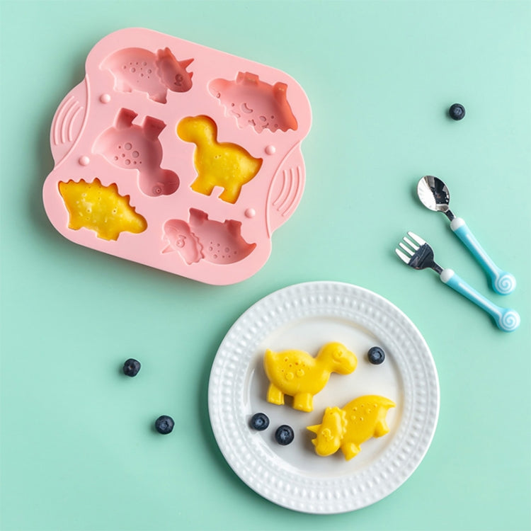DIY 6 Gitter Silikon Dinosaurier Kuchenform Babynahrung Ergänzung Form Backen Werkzeuge, Rosa, Hellgrün