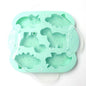 DIY 6 Gitter Silikon Dinosaurier Kuchenform Babynahrung Ergänzung Form Backen Werkzeuge, Rosa, Hellgrün