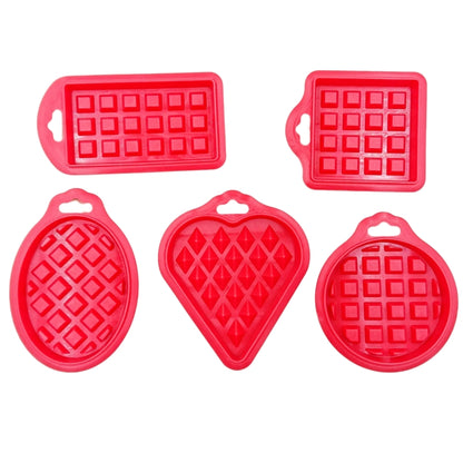 5-in-1-Waffelform aus lebensmittelechtem Silikon, für die Küche, Kuchen, Backzubehör, Rot, Grün, Beige, Rosa