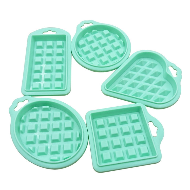 5-in-1-Waffelform aus lebensmittelechtem Silikon, für die Küche, Kuchen, Backzubehör, Rot, Grün, Beige, Rosa