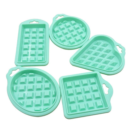 5-in-1-Waffelform aus lebensmittelechtem Silikon, für die Küche, Kuchen, Backzubehör, Rot, Grün, Beige, Rosa