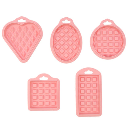 5-in-1-Waffelform aus lebensmittelechtem Silikon, für die Küche, Kuchen, Backzubehör, Rot, Grün, Beige, Rosa