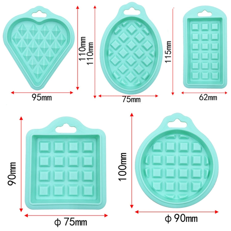 5-in-1-Waffelform aus lebensmittelechtem Silikon, für die Küche, Kuchen, Backzubehör, Rot, Grün, Beige, Rosa