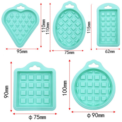 5-in-1-Waffelform aus lebensmittelechtem Silikon, für die Küche, Kuchen, Backzubehör, Rot, Grün, Beige, Rosa