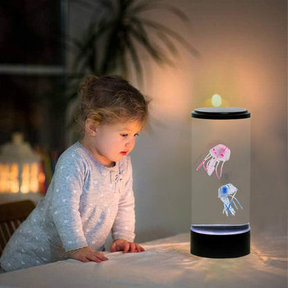 Desktop Simulation Cylindrical Jellyfish Light LED Colorful Atmosphere Night Light, 16 x 16 x 38cm
