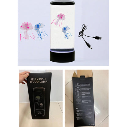 Desktop Simulation Cylindrical Jellyfish Light LED Colorful Atmosphere Night Light, 16 x 16 x 38cm