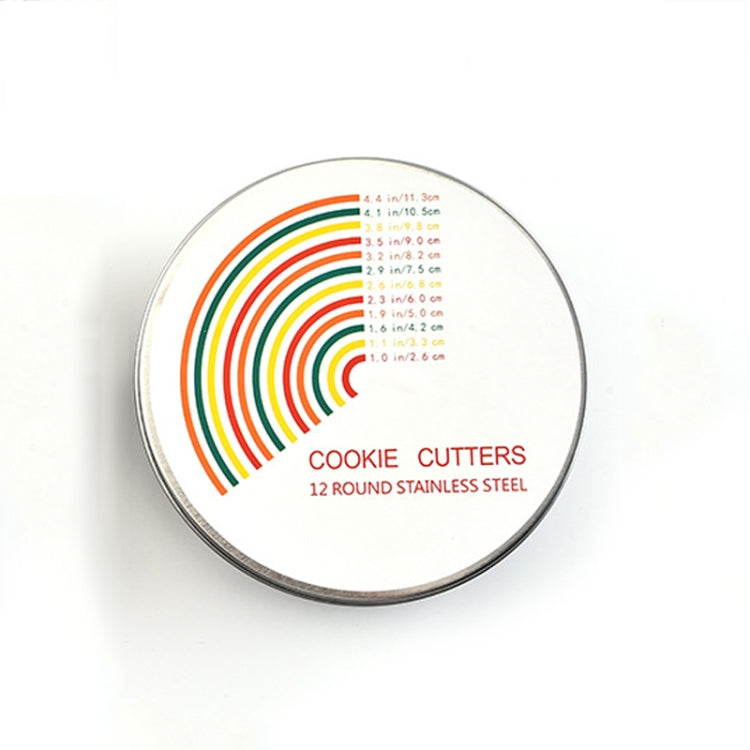 12-in-1-Keksausstecher-Set aus Edelstahl, Fondant-Keksform, runde Kuchenbackform, Farbform (12 in 1)