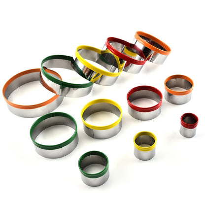 12-in-1-Keksausstecher-Set aus Edelstahl, Fondant-Keksform, runde Kuchenbackform, Farbform (12 in 1)