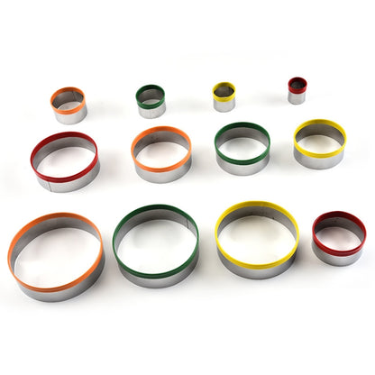 12-in-1-Keksausstecher-Set aus Edelstahl, Fondant-Keksform, runde Kuchenbackform, Farbform (12 in 1)