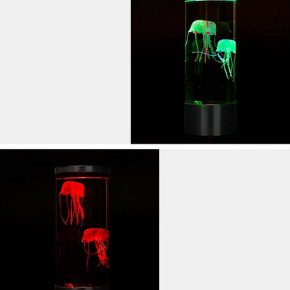 Zylindrisches LED-Simulations-Quallenlicht, USB-betrieben, buntes Quallen-Atmosphärenlicht, 10,5 x 10,5 x 29,4 cm