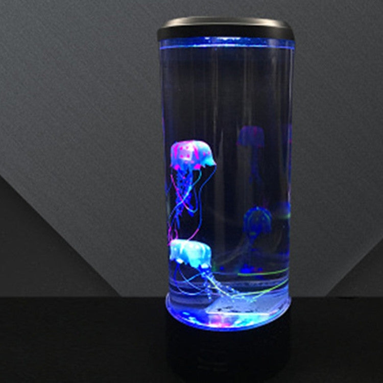 Zylindrisches LED-Simulations-Quallenlicht, USB-betrieben, buntes Quallen-Atmosphärenlicht, 10,5 x 10,5 x 29,4 cm